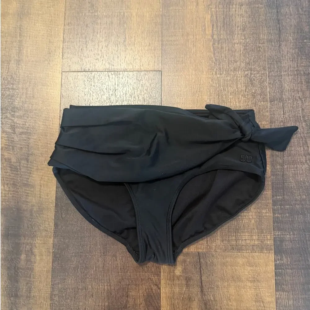 Albion Fit Simone Bikini Bottom Black Tie Waist Swim Size XS